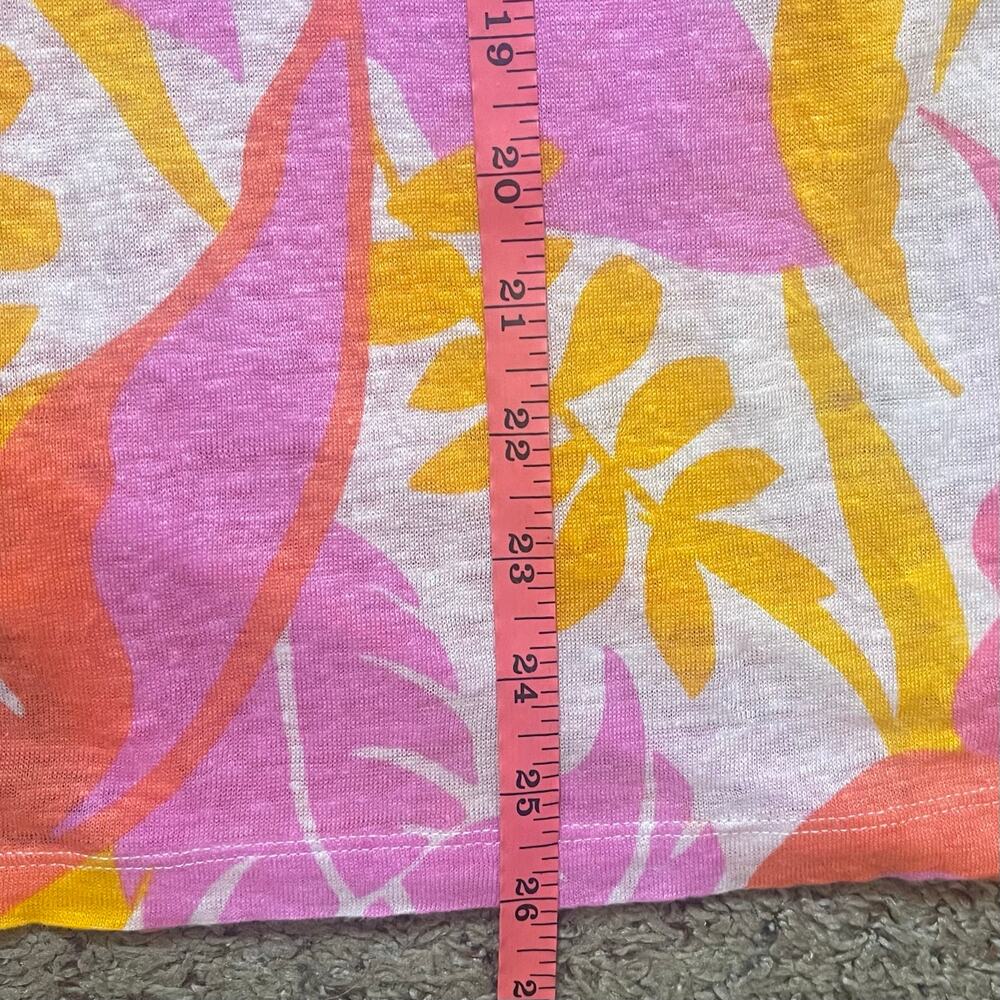 C&C California Top Womens XL 100% Linen Floral Tropical Colorful Resortwear - Picture 9 of 9